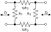 Balanced Pi attenuator equation