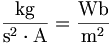 \frac{\mathrm{kg}}{\mathrm{s}^2\cdot\mathrm{A}}=\frac{\mathrm{Wb}}{\mathrm{m}^2}
